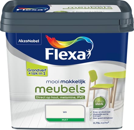Flexa Houtlak Mooi Makkelijk Meubels - Mat - Wit - 750ml