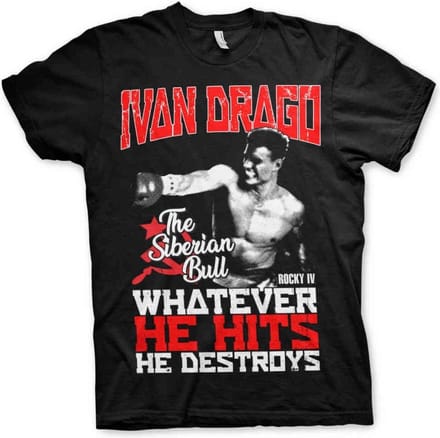 Rocky Heren Tshirt -M- Ivan Drago The Siberian Bull Zwart