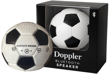 Doppler Mini Football Bluetooth Speaker – 3W Draadloze Voetbal Speaker met Microfoon & Stand (Zwart/Wit)