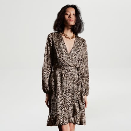 Cross-Heart Effect Dress met dierenprints