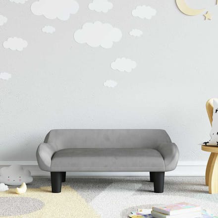 vidaXL - Kinderbank - 70x40x24 - cm - fluweel - lichtgrijs