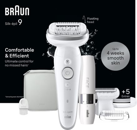 Braun Silk·épil 9 9-341 - Epilator met Ladyshave opzetstuk - Wit/Zilver
