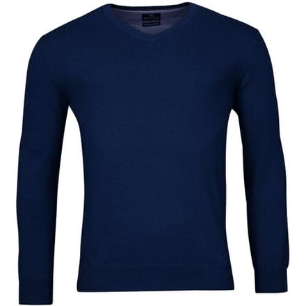 Baileys Trui Uni V-Neck Cotton Single Knit Cobalt / male