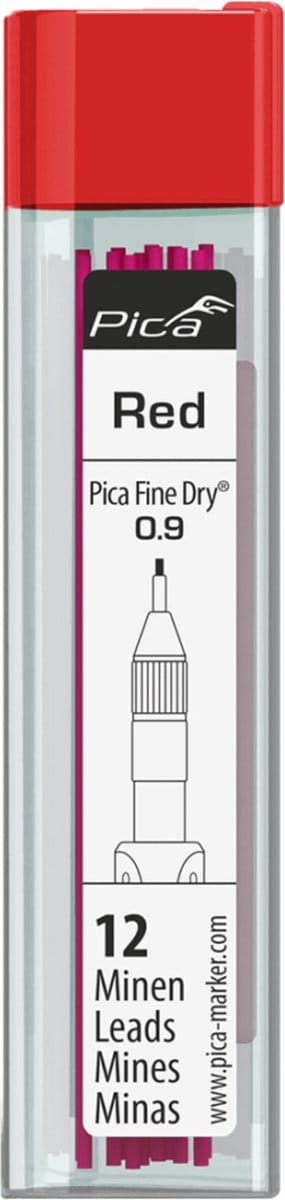 Pica Fine Dry 7031 Navulling Rood - 12 Staafjes