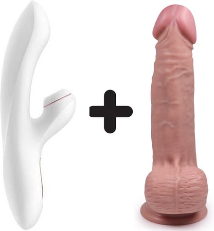 Satisfyer Pro + Gspot met Handful Medium Dildo Combinatie Voordeel Set