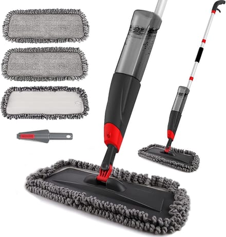 Zyrex® Dweil Met Spray - Dweil - Mop - Zwart - ‎43cm x 17cm x 135cm