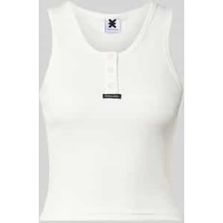 Slim fit top van katoenmix met logoprint