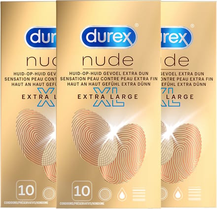 Durex Condooms Nude XL 10st - 3 Stuks - Voordeelverpakking