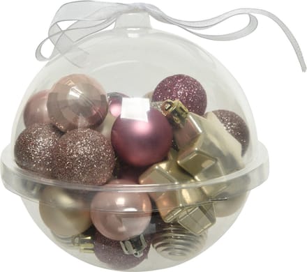 Decoris Kerstballen - klein - 30x st - roze/champagne - D3 cm - kunststof - in kerstbal