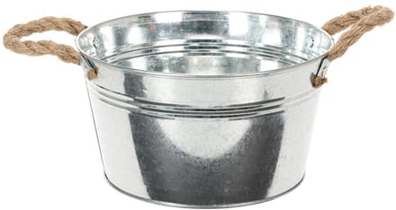 Glanzende metalen kom met touwgrepen, Ø22cm