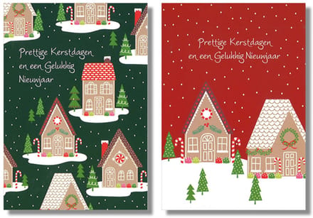 MGPcards - 10 Dubbele wenskaarten - Kerstkaarten / Nieuwjaar - Witte envelop - 10 x 14 cm - 2 Motieven per doosje