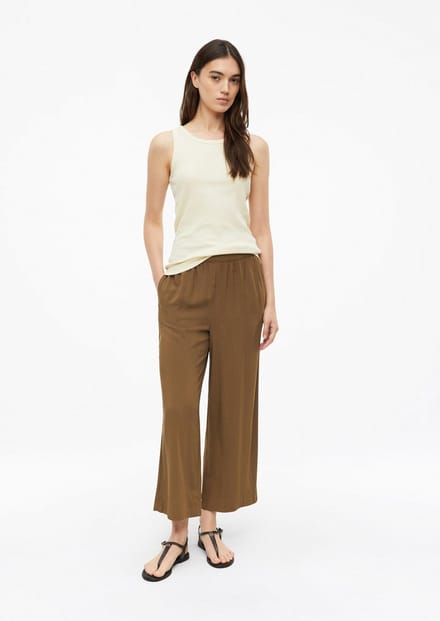 Hoog taille met patroon wijde broek met elastische taille voor dames s.Oliver