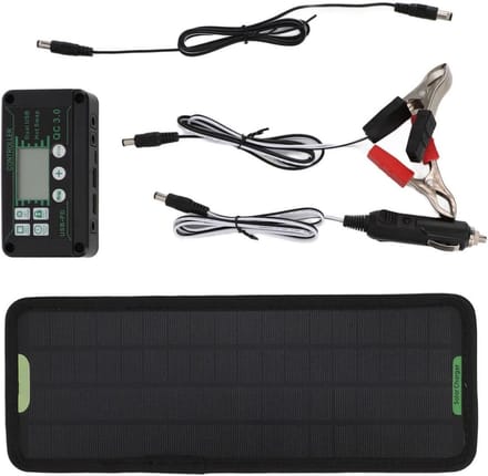 Zonne-laadregelaar - Acculader Controller - Accu Onderhoud - MPPT Techniek - 32 x 12 cm - Zwart