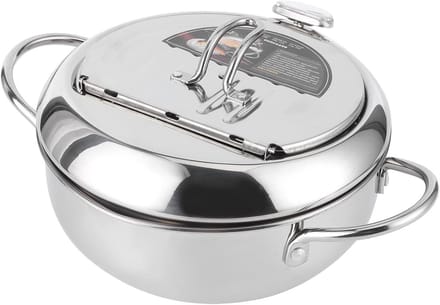 Mini Stalen Koekenpan met Thermometer - 24cm - Japanse Stijl Frituurpan