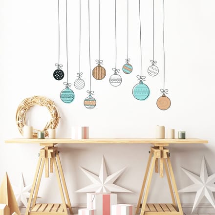 Kerstballenslinger sticker - Kerststickers - feestdecoraties - 90x150cm