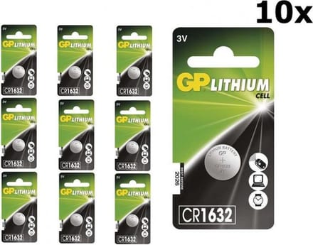 10 Stuks (10 Blister a 1st) GP CR1632 125mAh 3V Lithium Knoopcel Batterij