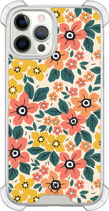 Casimoda® hoesje - Geschikt voor iPhone 12 Pro - Blossom - Shockproof case - Extra sterk - Siliconen/TPU - Multi, Transparant