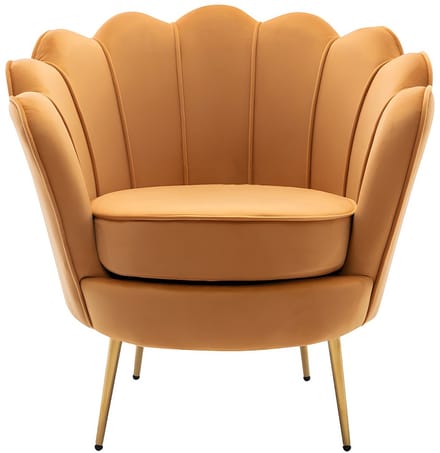 Vente-unique Set tweezitsbank en fauteuil van fluweel - Mosterdgeel - DANDELION