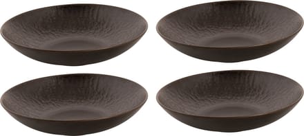 Palmer - Bord diep - Pastabord - Ruston - 22 cm - Bruin - Stoneware - Bordenset - 4 stuks