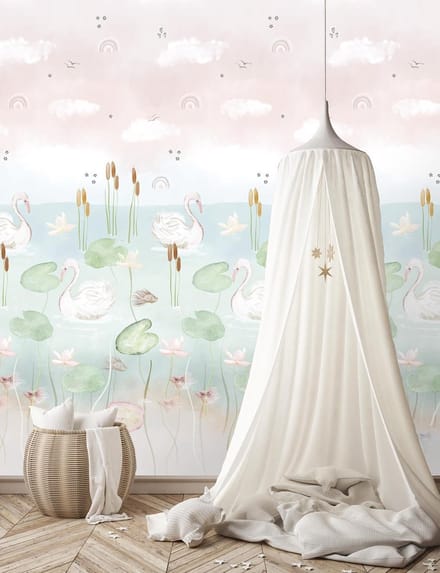INGK - Kate & Andy - Behang - Swan Pond (pink)