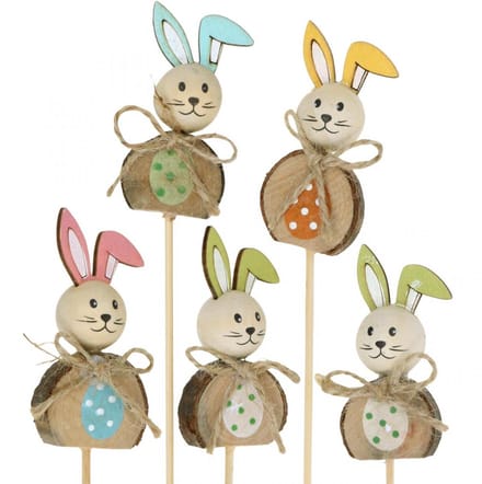 Paashaas hout, bloemplug Pasen, konijnenplug 8cm 8 stuks, 8 Stück