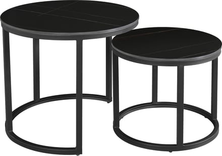 Bolt Edge Salontafel - Marmer look - Ronde tafel - Modern - Zwart frame