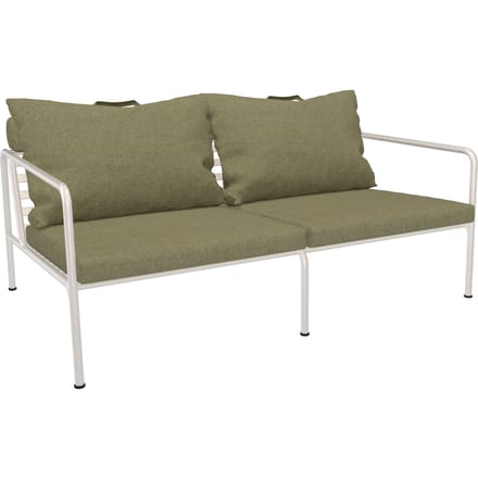 HOUE AVON Loungebank Muted White - Sunbrella Heritage Leaf
