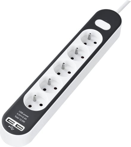 AG Stekkerdoos met schakelaar - verdeeldoos - verdeelstekker - horizontaal - 2 x usb ingang - stopcontact -