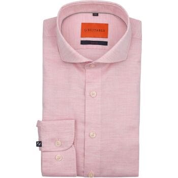 Suitable Melange Overhemd Roze - Maat 40 - Heren - Casual Shirt