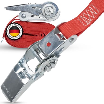 Spanbanden met ratel - Sjorbanden - Lading zekeren - Professionele kwaliteit - 4 meter lang - Rood