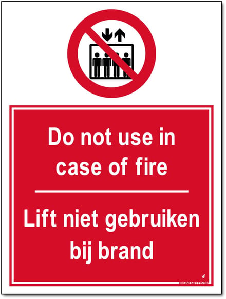Lift bord - Do not use in case of fire - Forex - 30 x 40 cm