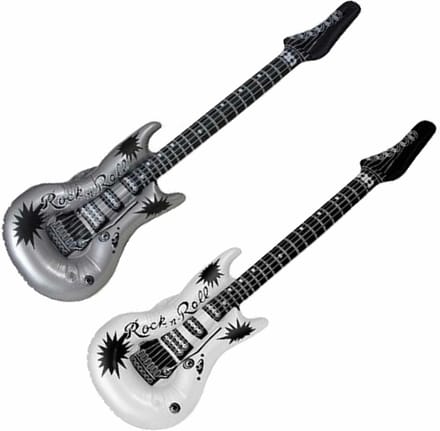 Henbrandt Opblaasbare muziekinstrument gitaren - 2x stuks wit/zilver 106 cm