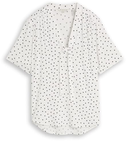 Tom Tailor - Blouse met stippenpatroon - Maat 36 - white small dot design