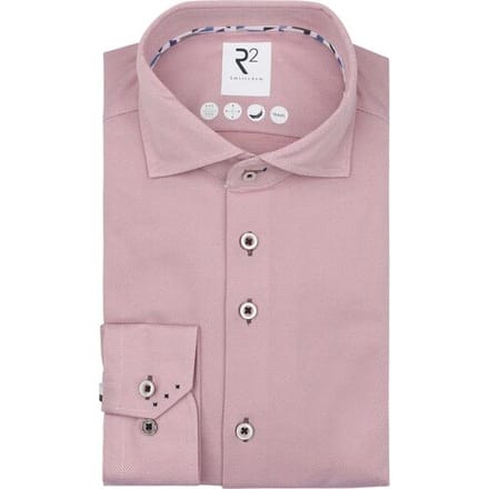 R2 Overhemd Technical Knitted Dobby Coral - Maat 38 - Heren - Overhemden Formeel