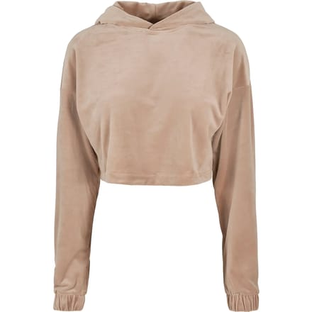 Dames sweatshirt met capuchon Urban Classics cropped velvet oversized