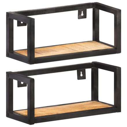 vidaXL - Wandschappen - 2 - st - 40 - cm - ruw - mangohout