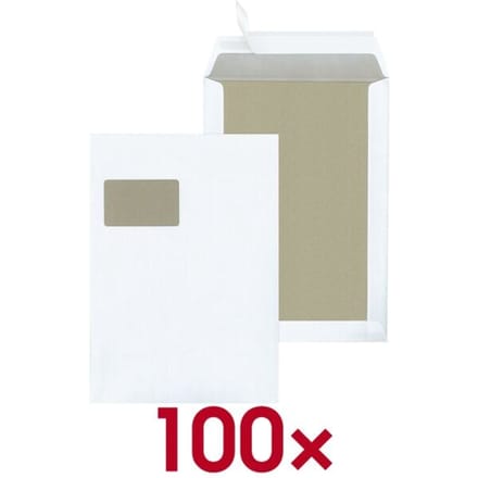 Bordrug enveloppe C4 (229 x 324 mm) met venster links
