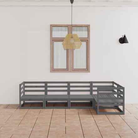 vidaXL - 5-delige - Loungeset - massief - grenenhout - grijs