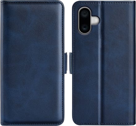 MobyDefend Hoesje - Geschikt voor iPhone 16 Plus - Luxe Wallet Book Case (Sluiting Zijkant) - Blauw