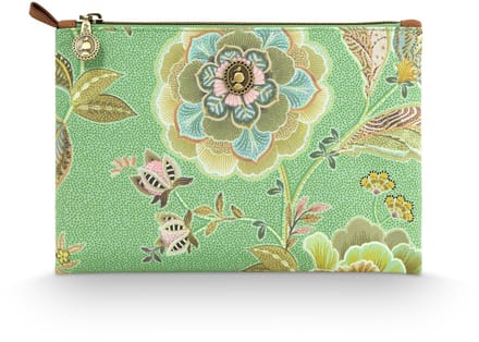 Pip Studio - Charly Make up tasje - Toilettas dames - Voor make-up - Matata Groen - 24x1x15.5cm