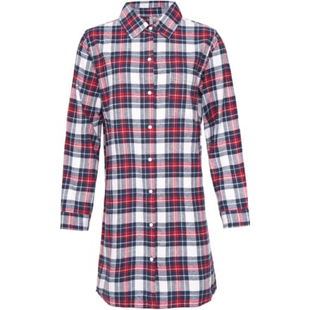 By Louise Dames Pyjama Nachthemd Lang Flanel Geruit Rood/Blauw - Maat L