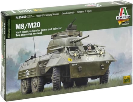 Schaalmodel M8/M20 Tank met Inclusief Chauffeur Modelbouw Set