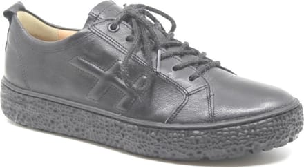 Hartjes,162.1426/10 01.00, Zwarte leren dames veterschoenen