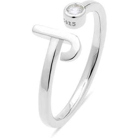 Bague - LUXENTER - Alphabet - Argent sterling 925 - Zircone brillante - Finition rhodiée Taille unique white