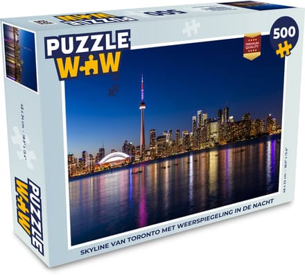 Puzzel Skyline van Toronto met weerspiegeling in de nacht - Legpuzzel - Puzzel 500 stukjes