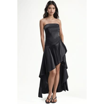 Strapless Rimpelend Detail Jurk