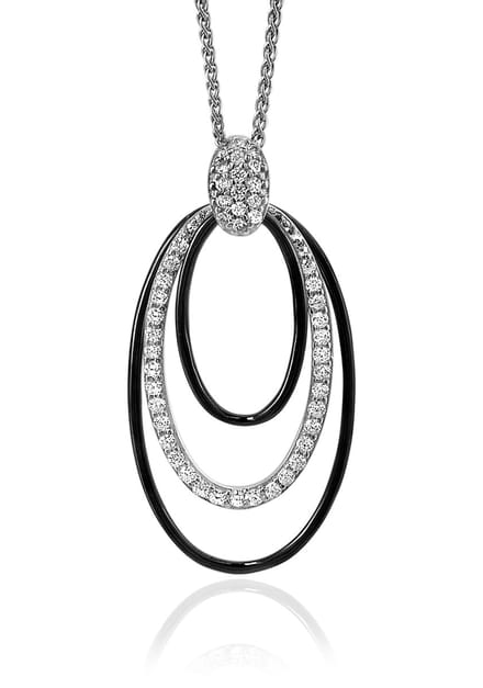 Orphelia Silver 925 Zh-7068 Pendant Black Ceramic With White Zirc
