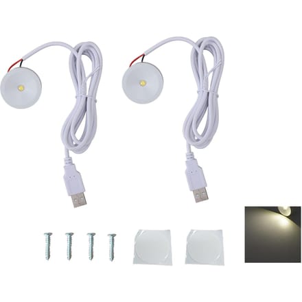 2 Sets Mini Spotlight 5V 1W USB LED Rond Oogvriendelijk met 4.3ft Draad Sieraden Display Verlichting white