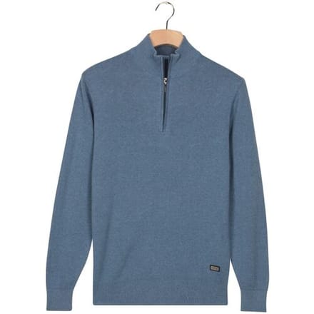 Baileys Trui Half Zip Allover Two-Tone Fine Texture Mid Denim Blue / male