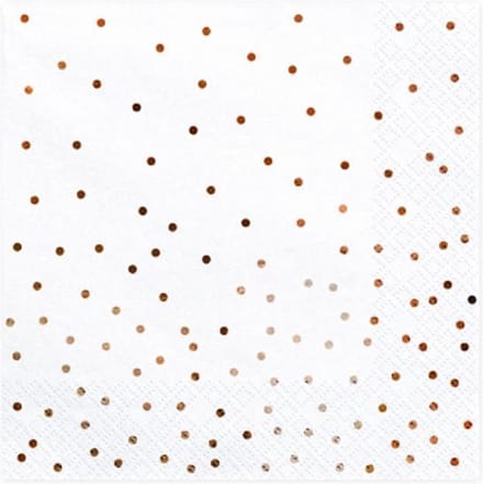 PartyDeco - Servetten - Stippen Rose-gold (20 stuks)